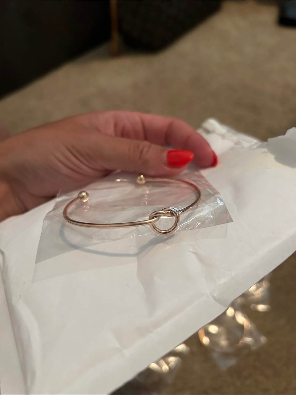 6 bridesmaids bracelets!! Minimal Knot Open Cuff Bracelet - Rose Gold Tone